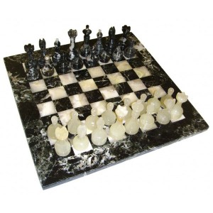 Шахматы 30*30 оникс + черный мрамор